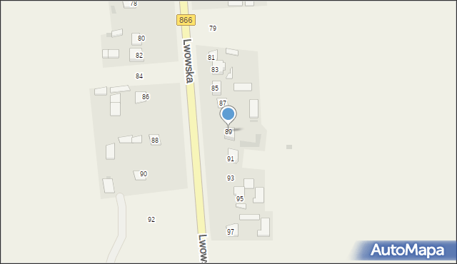 Dachnów, Lwowska, 89, mapa Dachnów