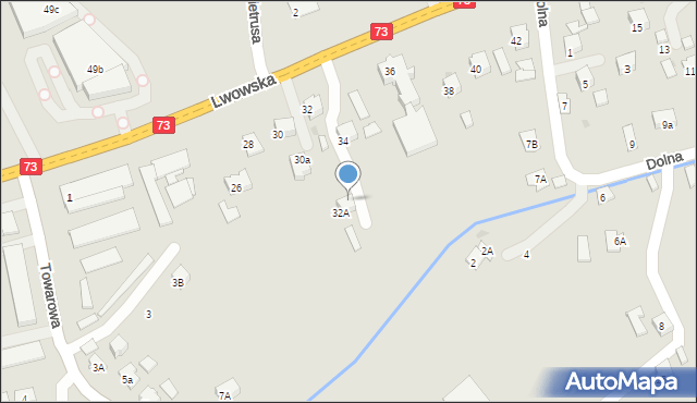 Jasło, Lwowska, 32b, mapa Jasła