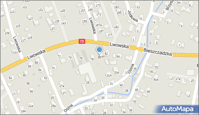 Jasło, Lwowska, 80, mapa Jasła