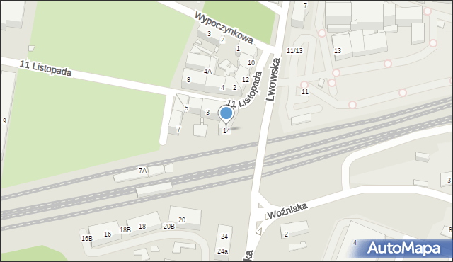 Katowice, Lwowska, 14, mapa Katowic