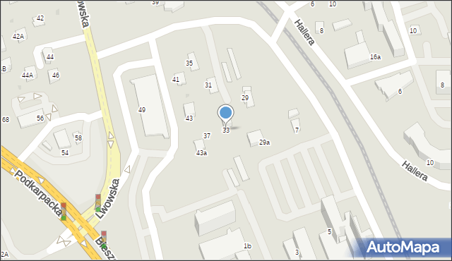 Krosno, Lwowska, 33, mapa Krosna