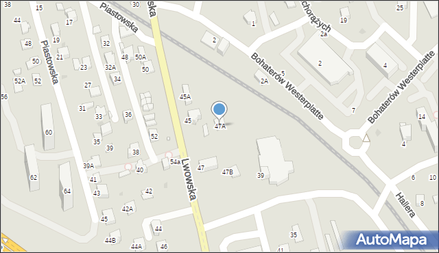 Krosno, Lwowska, 47A, mapa Krosna