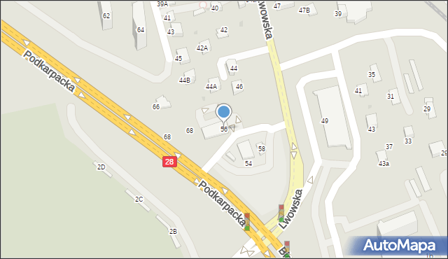 Krosno, Lwowska, 56, mapa Krosna