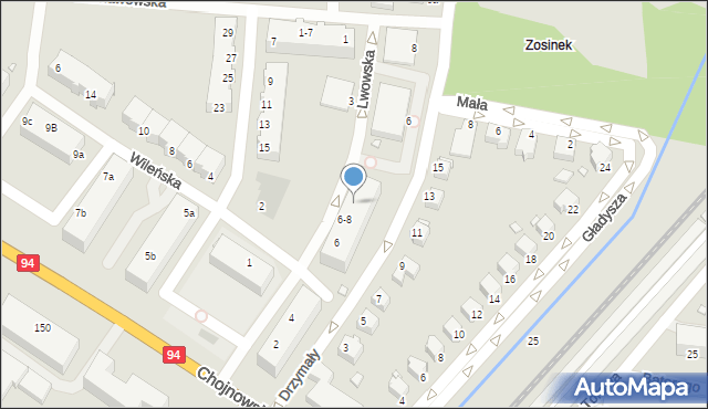 Legnica, Lwowska, 8, mapa Legnicy