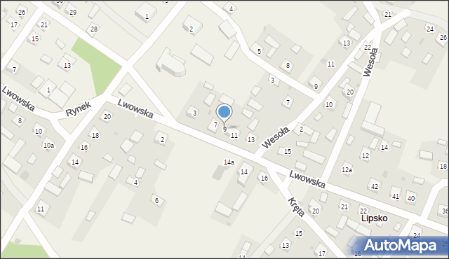 Lipsko, Lwowska, 9, mapa Lipsko