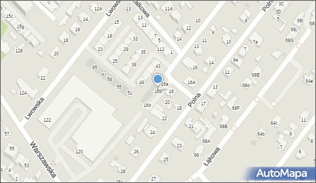 Łomianki, Lwowska, 16b, mapa Łomianki