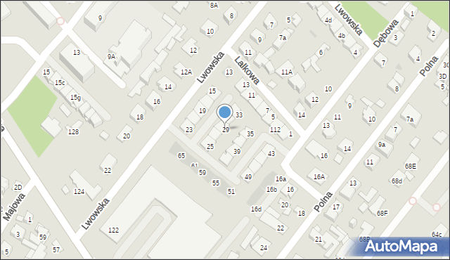Łomianki, Lwowska, 29, mapa Łomianki
