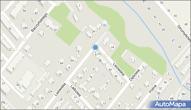 Łomianki, Lwowska, 3, mapa Łomianki