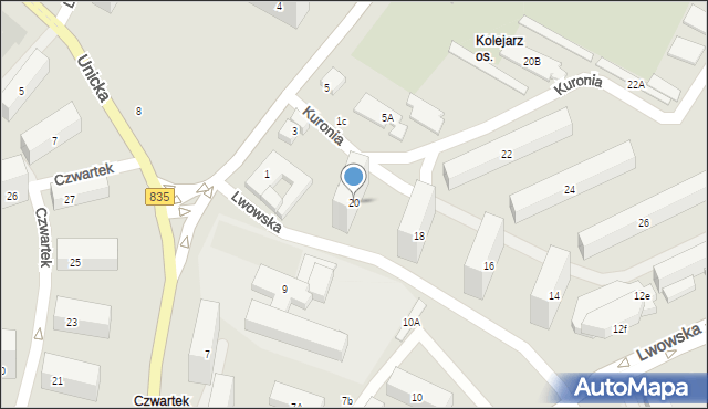 Lublin, Lwowska, 20, mapa Lublina