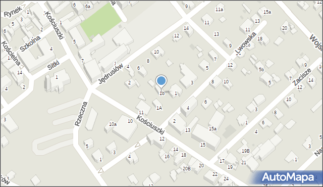 Mielec, Lwowska, 1b, mapa Mielca