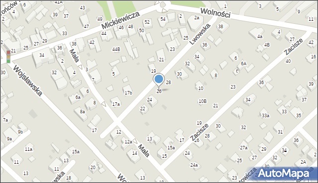 Mielec, Lwowska, 26, mapa Mielca