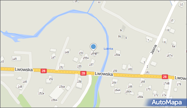 Nowy Sącz, Lwowska, 157B, mapa Nowego Sącza