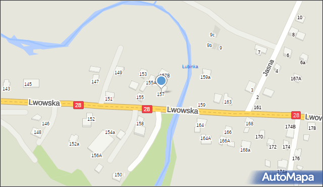 Nowy Sącz, Lwowska, 157c, mapa Nowego Sącza
