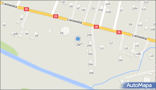 Nowy Sącz, Lwowska, 208, mapa Nowego Sącza