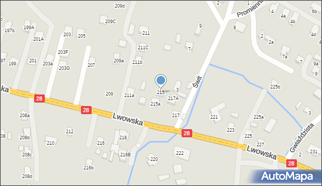 Nowy Sącz, Lwowska, 215, mapa Nowego Sącza