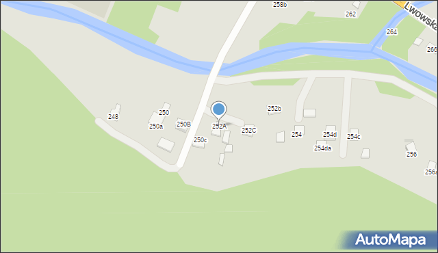 Nowy Sącz, Lwowska, 252A, mapa Nowego Sącza