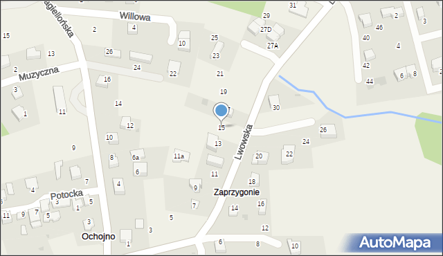 Ochojno, Lwowska, 15, mapa Ochojno
