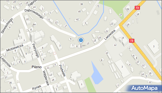 Pilzno, Lwowska, 11, mapa Pilzno