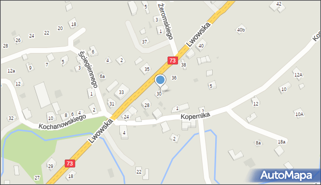 Pilzno, Lwowska, 32, mapa Pilzno