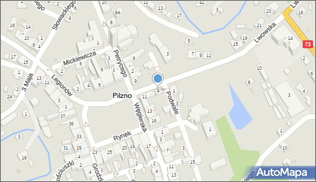 Pilzno, Lwowska, 4, mapa Pilzno