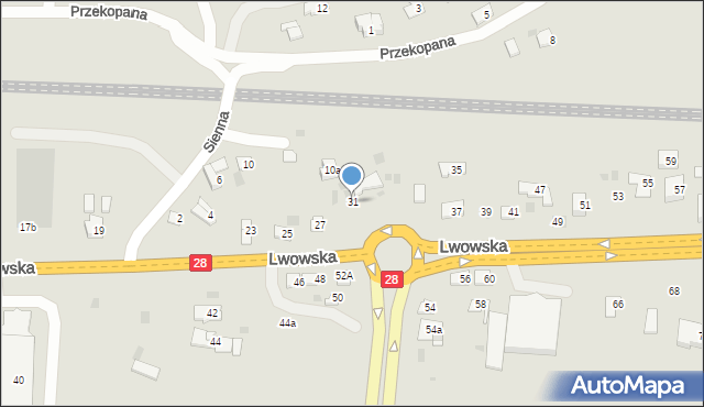 Przemyśl, Lwowska, 31, mapa Przemyśla