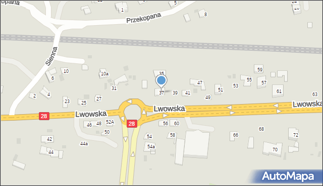 Przemyśl, Lwowska, 37, mapa Przemyśla