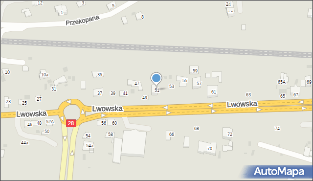 Przemyśl, Lwowska, 51, mapa Przemyśla