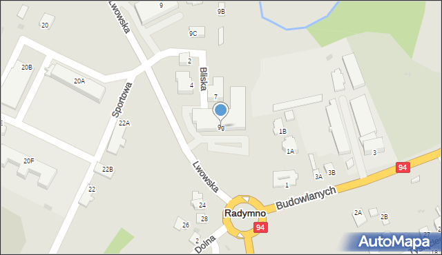 Radymno, Lwowska, 9g, mapa Radymno