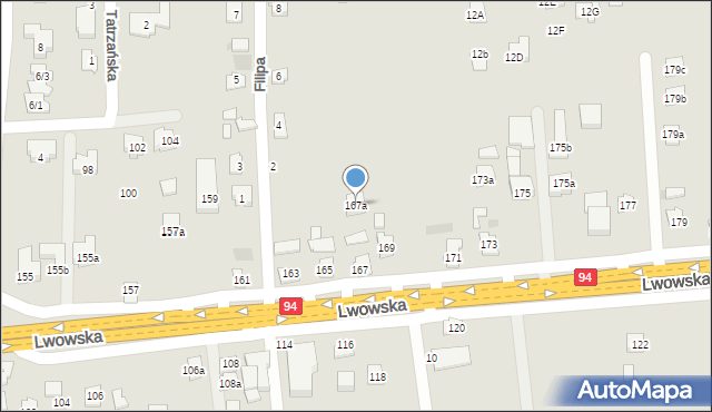 Rzeszów, Lwowska, 167a, mapa Rzeszów