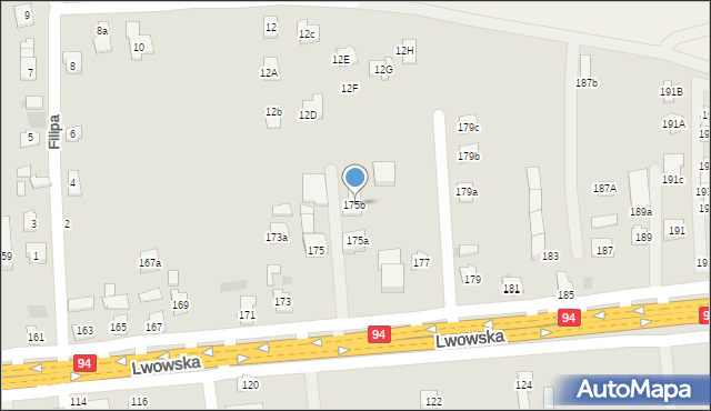 Rzeszów, Lwowska, 175b, mapa Rzeszów