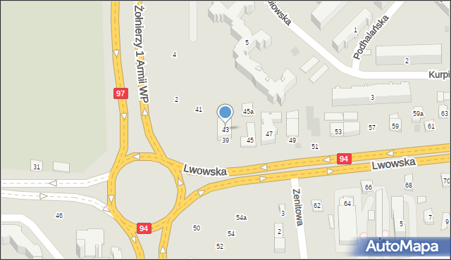 Rzeszów, Lwowska, 43, mapa Rzeszów