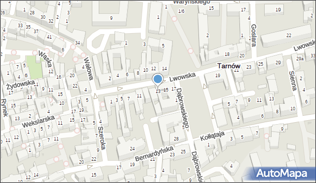 Tarnów, Lwowska, 13, mapa Tarnów