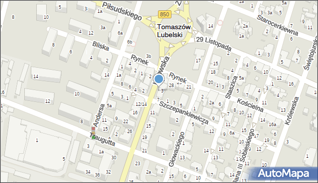 Tomaszów Lubelski, Lwowska, 5, mapa Tomaszów Lubelski