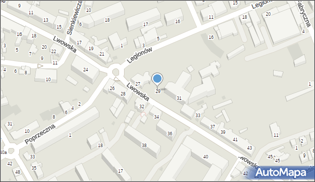 Wadowice, Lwowska, 29, mapa Wadowice