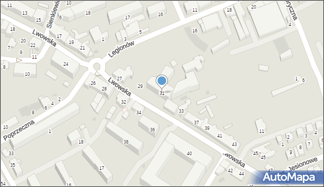 Wadowice, Lwowska, 31, mapa Wadowice