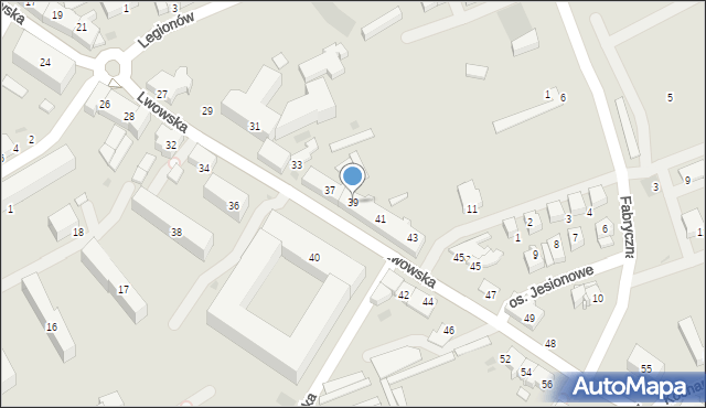 Wadowice, Lwowska, 39, mapa Wadowice