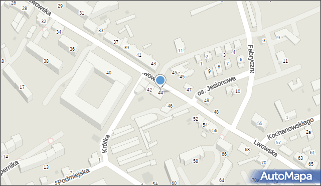 Wadowice, Lwowska, 44, mapa Wadowice