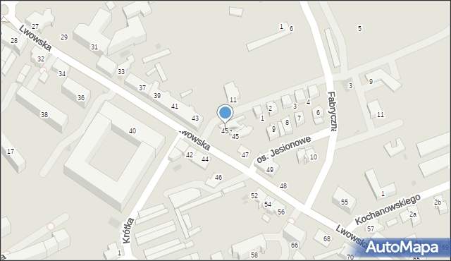 Wadowice, Lwowska, 45a, mapa Wadowice