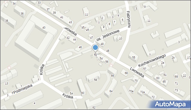 Wadowice, Lwowska, 52, mapa Wadowice