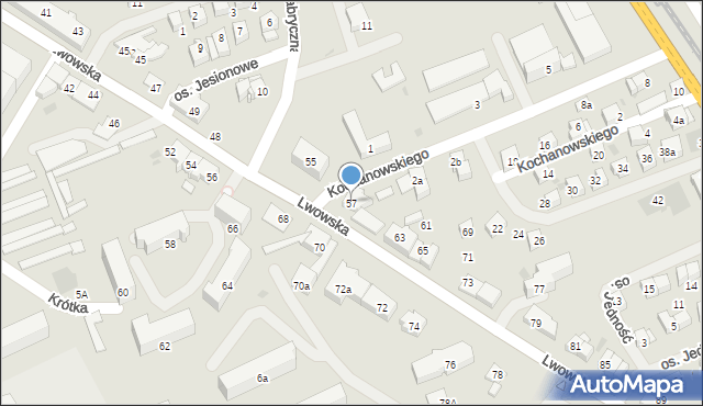 Wadowice, Lwowska, 57, mapa Wadowice