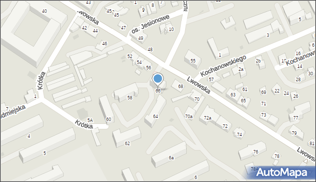 Wadowice, Lwowska, 66, mapa Wadowice