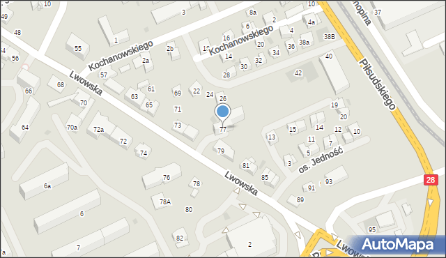Wadowice, Lwowska, 77, mapa Wadowice