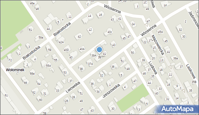 Wołomin, Lwowska, 39, mapa Wołomin