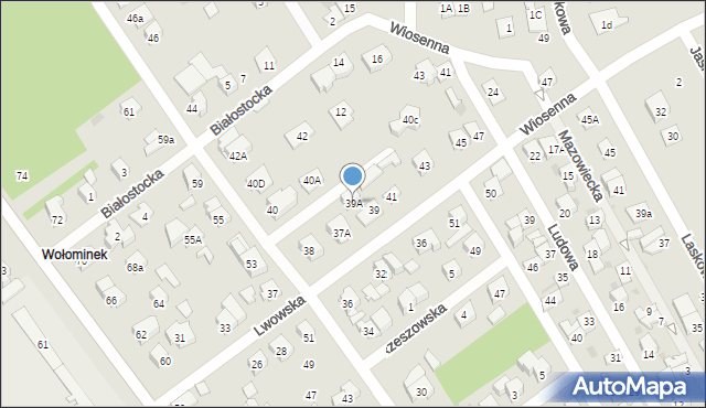 Wołomin, Lwowska, 39A, mapa Wołomin