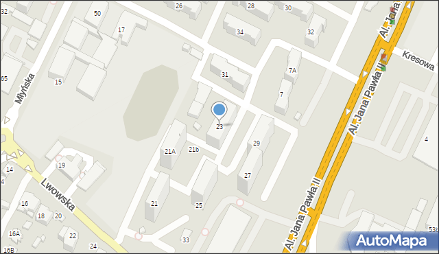 Zamość, Lwowska, 23, mapa Zamościa