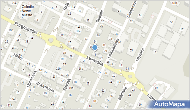 Zamość, Lwowska, 3, mapa Zamościa