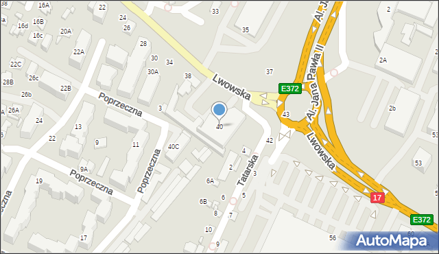 Zamość, Lwowska, 40, mapa Zamościa