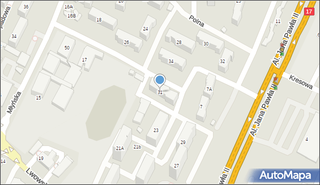 Zamość, Lwowska, 31, mapa Zamościa