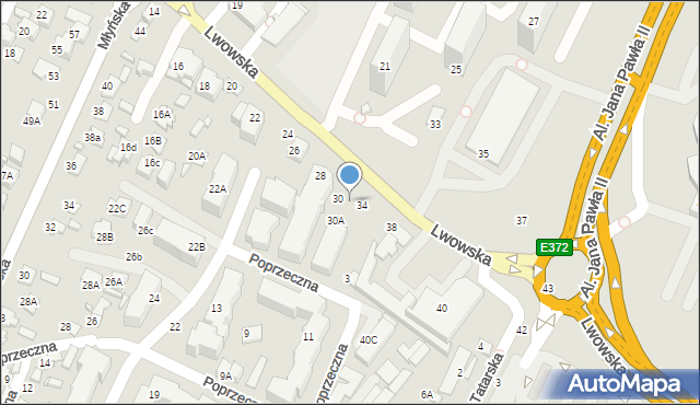 Zamość, Lwowska, 32, mapa Zamościa