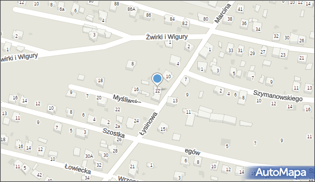 Bieruń, Łysinowa, 12, mapa Bieruń